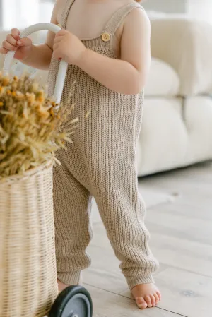 Knit Overalls in Cream