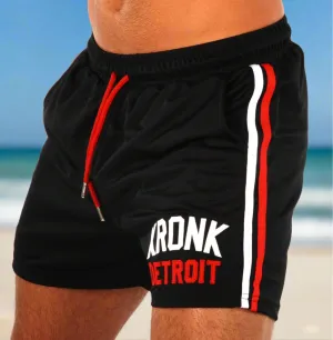 KRONK Iconic Detroit Applique Lined Shorts Black & White/Red