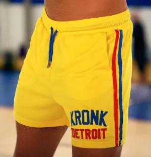 KRONK Iconic Detroit Applique Lined Shorts Yellow