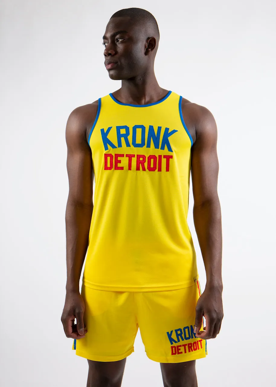 KRONK Iconic Detroit Applique Lined Shorts Yellow