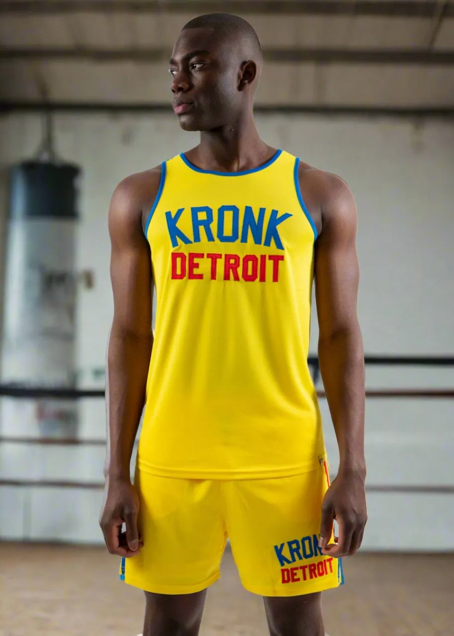 KRONK Iconic Detroit Applique Training Gym Vest Yellow