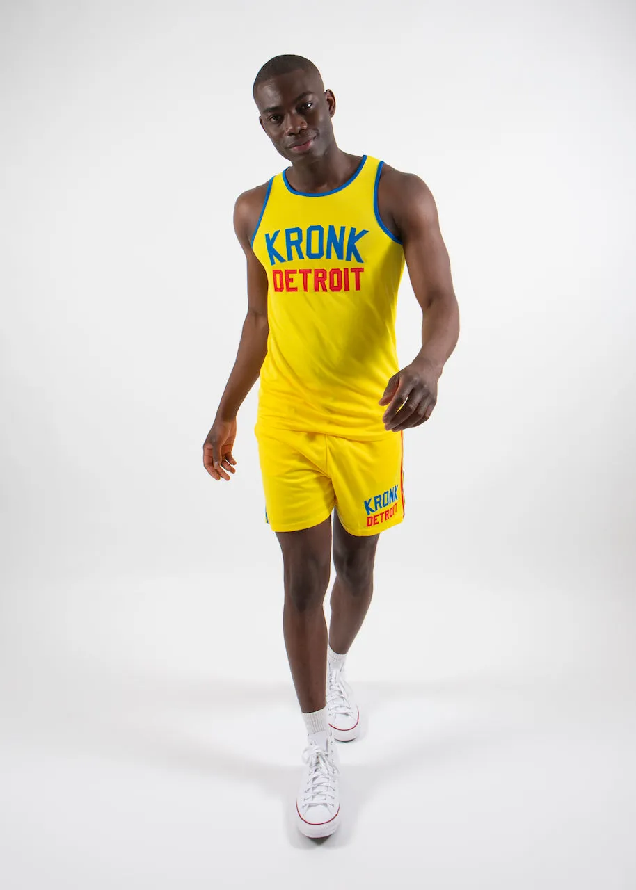 KRONK Iconic Detroit Applique Training Gym Vest Yellow