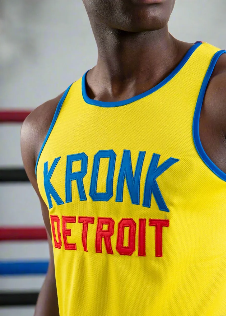 KRONK Iconic Detroit Applique Training Gym Vest Yellow