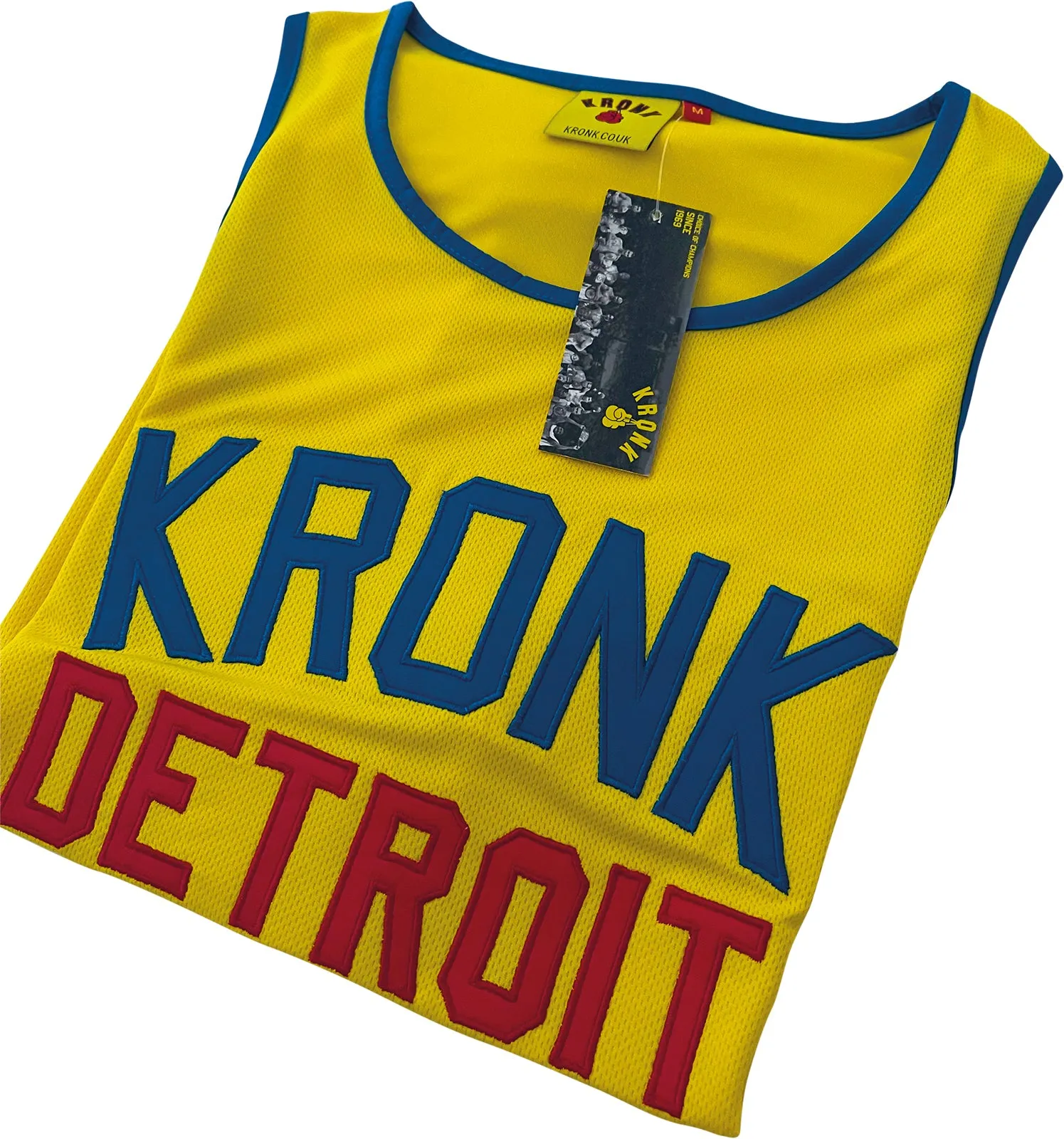 KRONK Iconic Detroit Applique Training Gym Vest Yellow