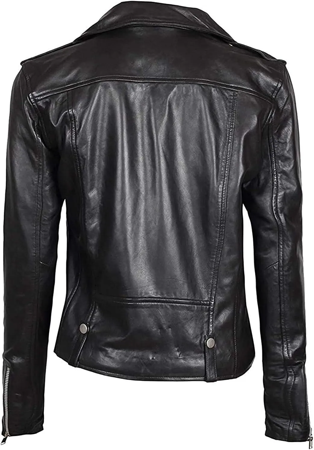 Leather Motorcycle Jackets for Women - Real Lambskin Leather Outerwear Moto Biker Jackets