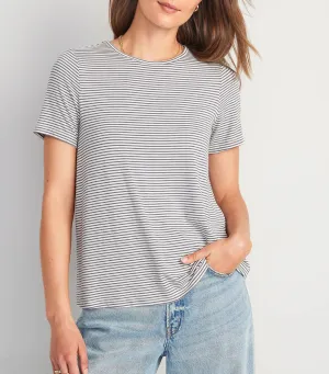 Luxe Striped T-Shirt For Women White/Blue Stripe