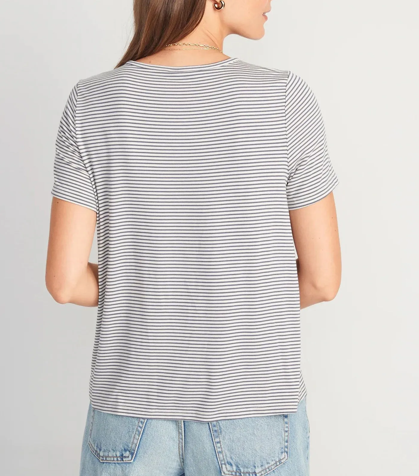 Luxe Striped T-Shirt For Women White/Blue Stripe