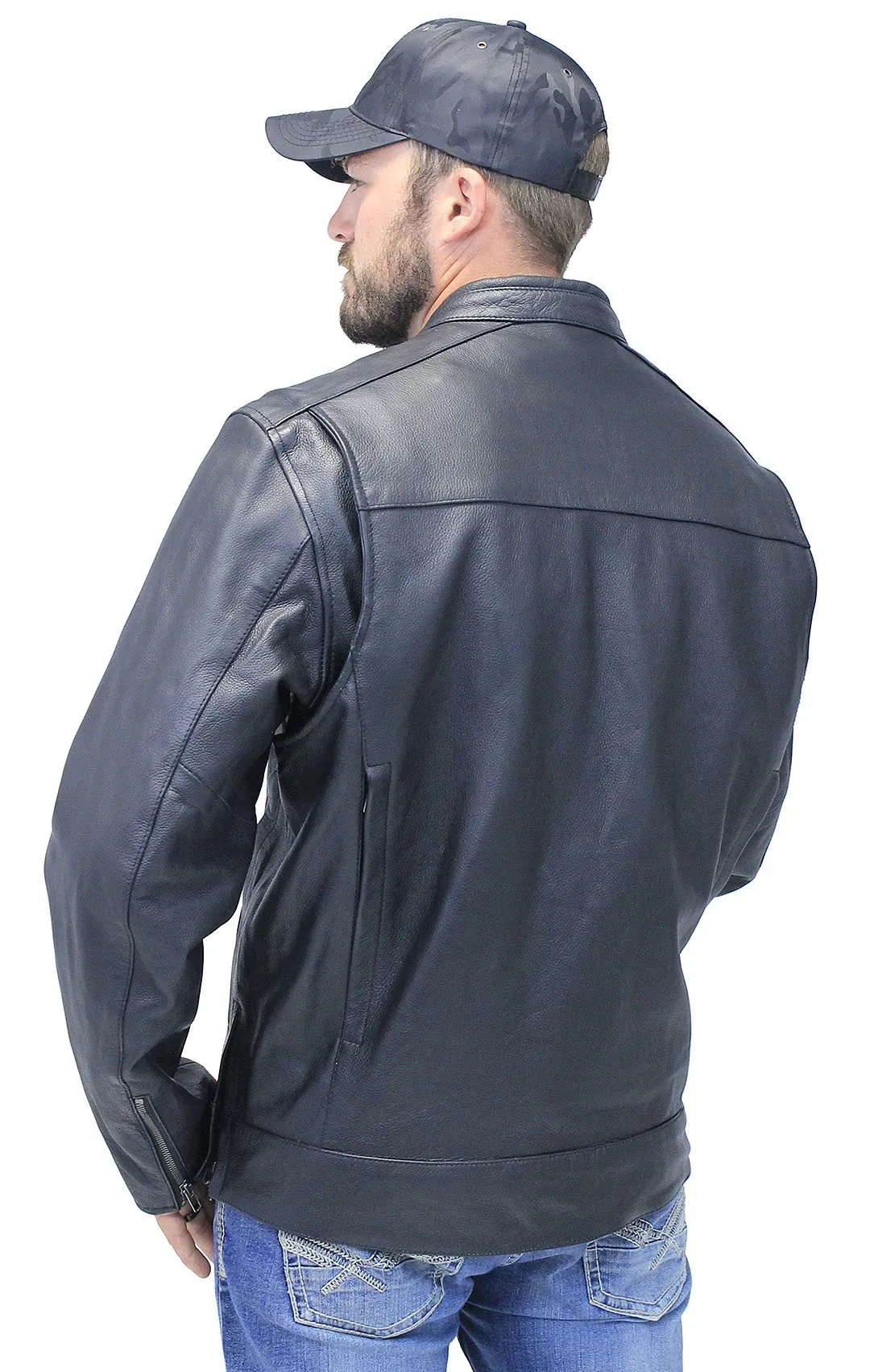 Men's Vented Concealed Pocket Scooter Motorcycle Jacket #M6919VZK