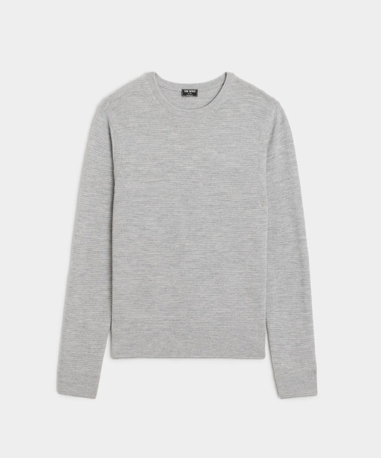 Merino Waffle Crew in Light Grey Heather