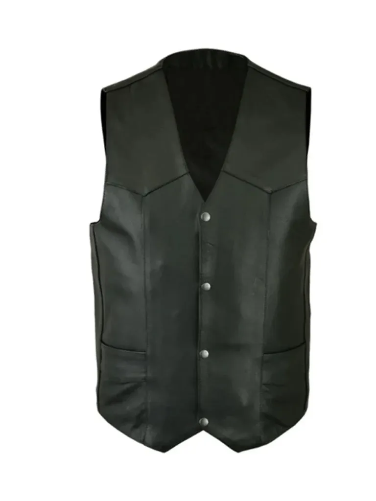 Motorcycle Style Black Leather Vest