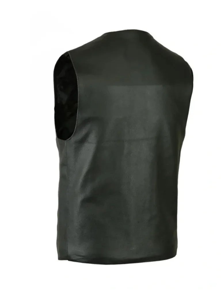 Motorcycle Style Black Leather Vest