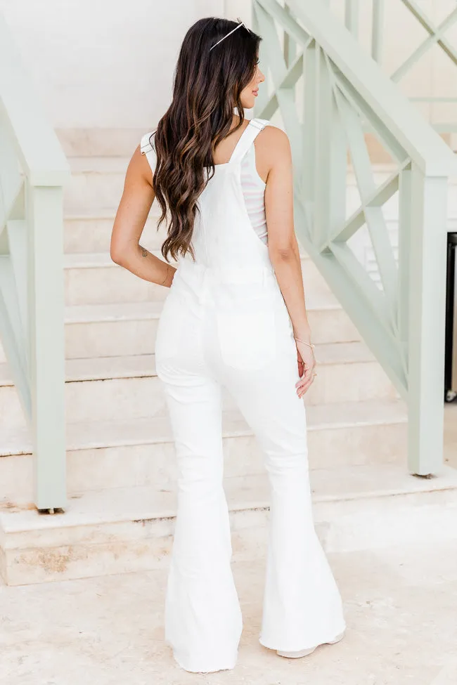 My Baby Loves Me White Flared Overalls FINAL SALE