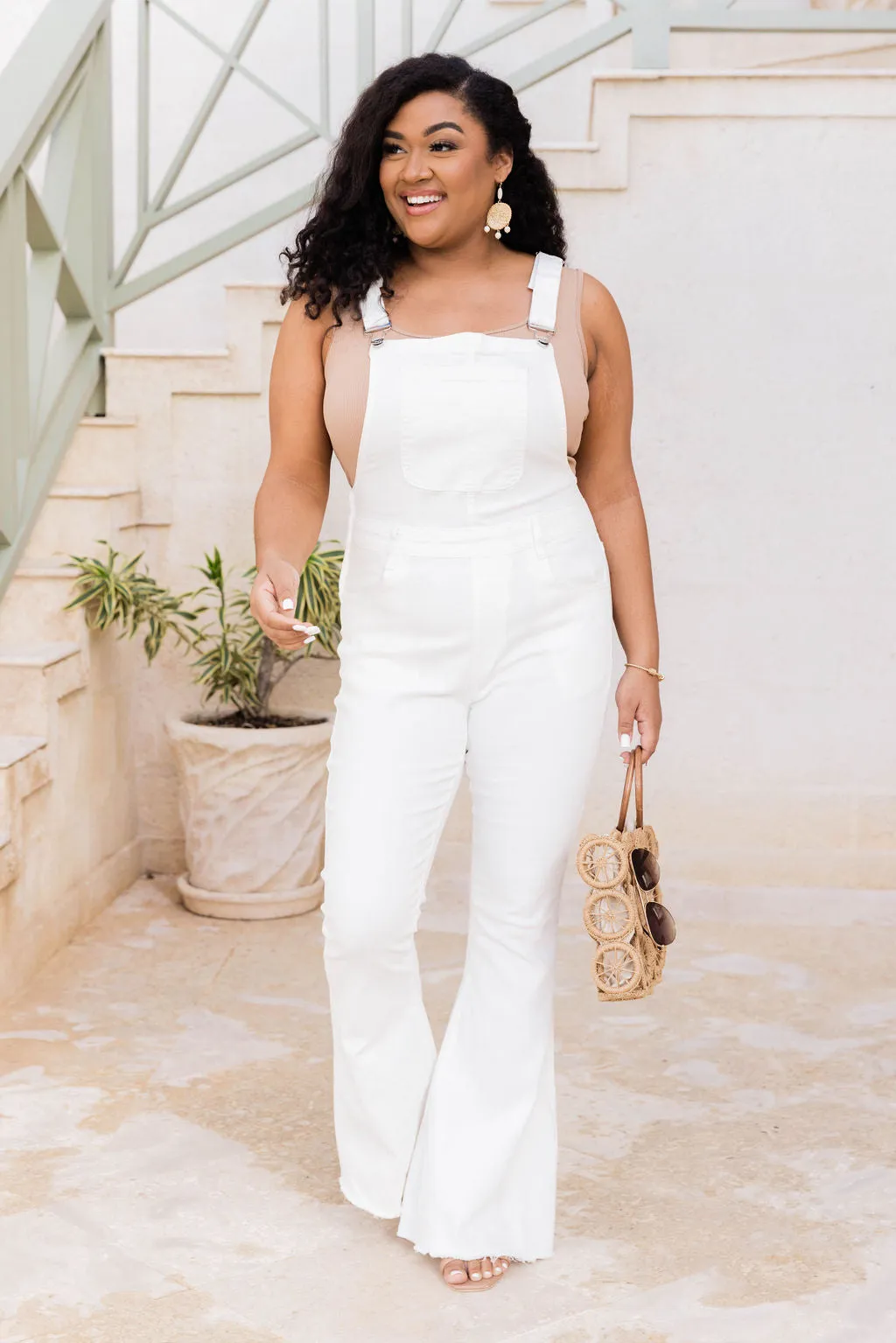 My Baby Loves Me White Flared Overalls FINAL SALE