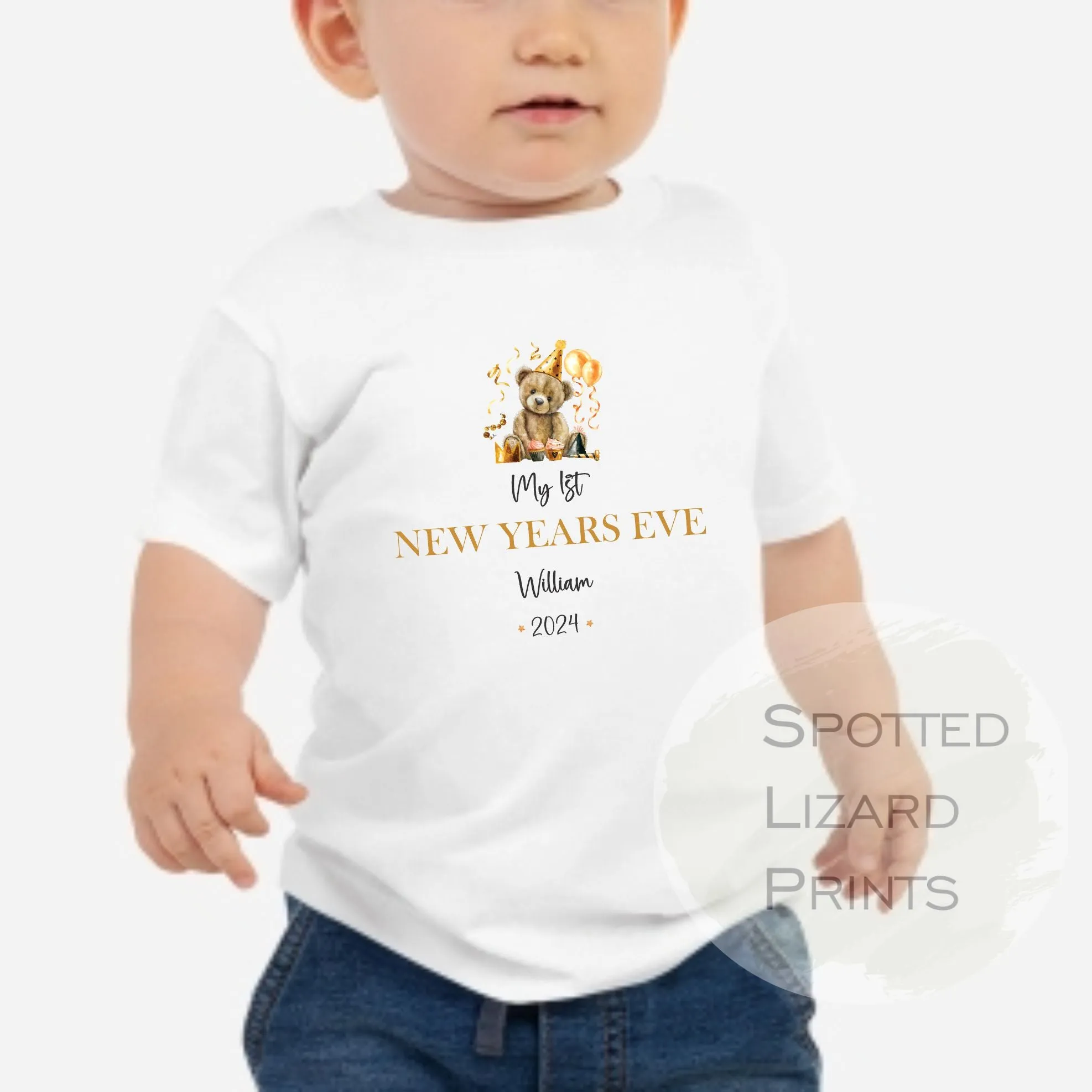 Personalised First New Years Eve Baby Outfit- My First New Years Eve Sleepsuit or Vest - 1st New Year Teddy