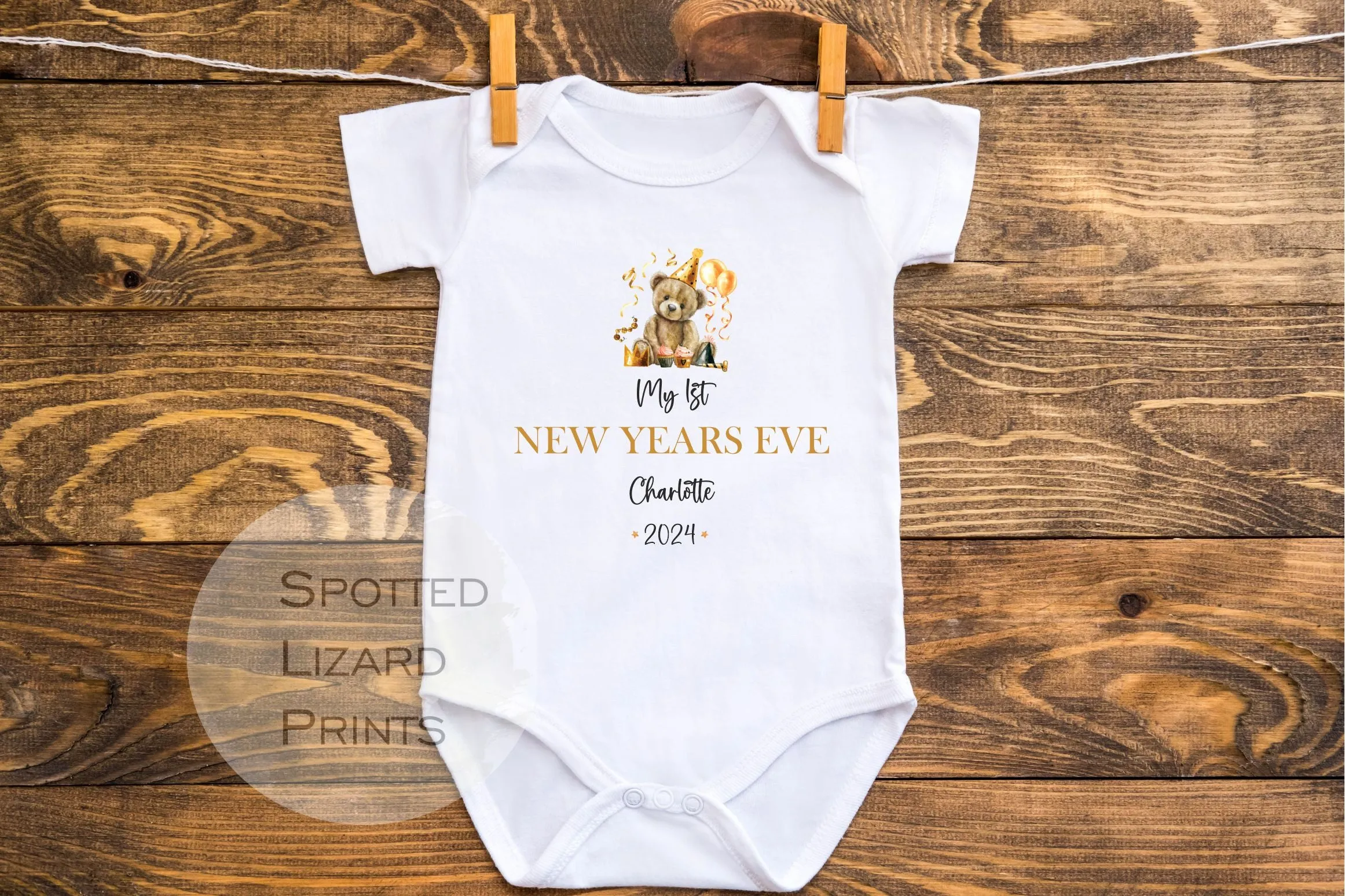 Personalised First New Years Eve Baby Outfit- My First New Years Eve Sleepsuit or Vest - 1st New Year Teddy