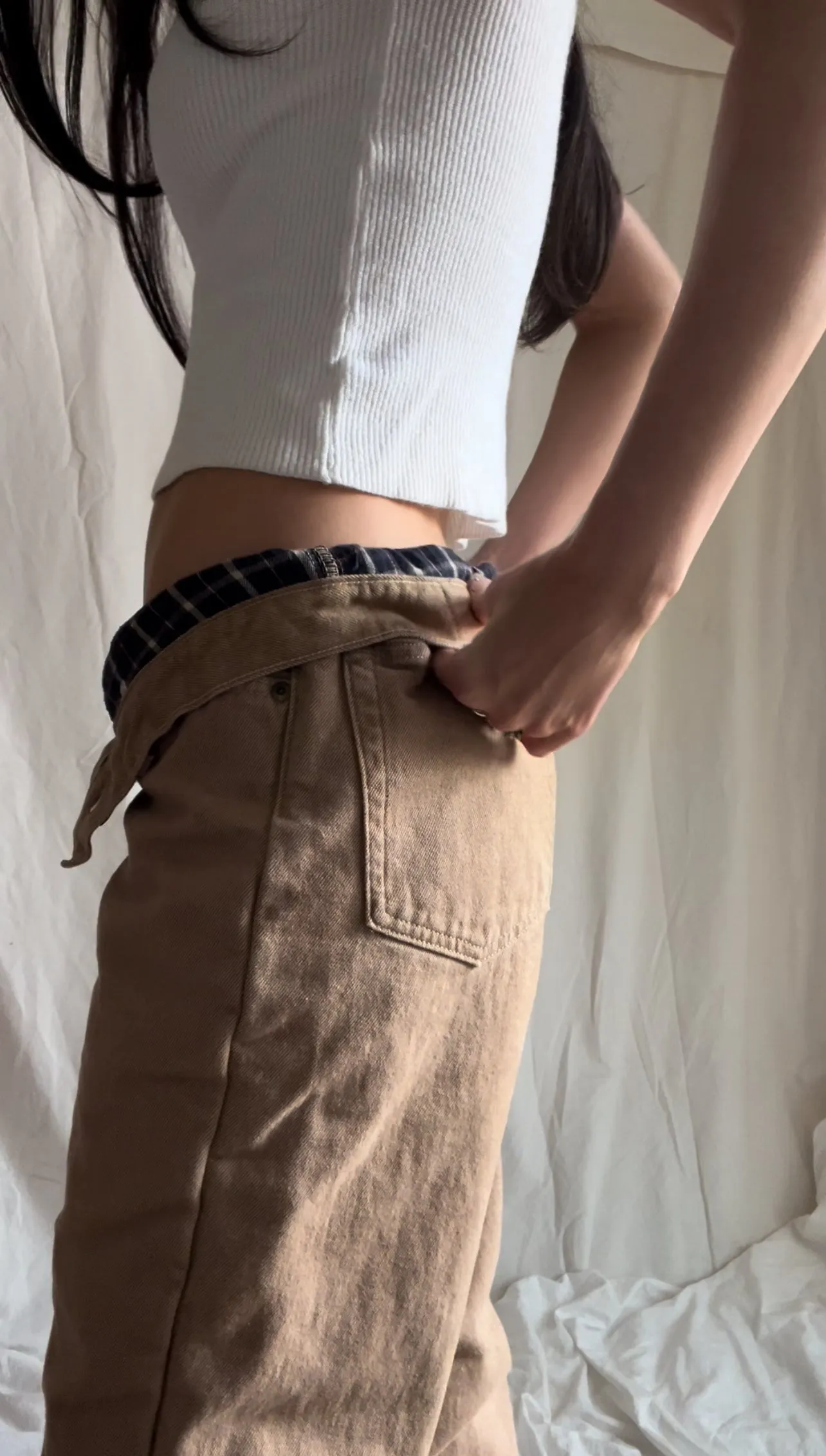 Plaid Lined Khaki Pants