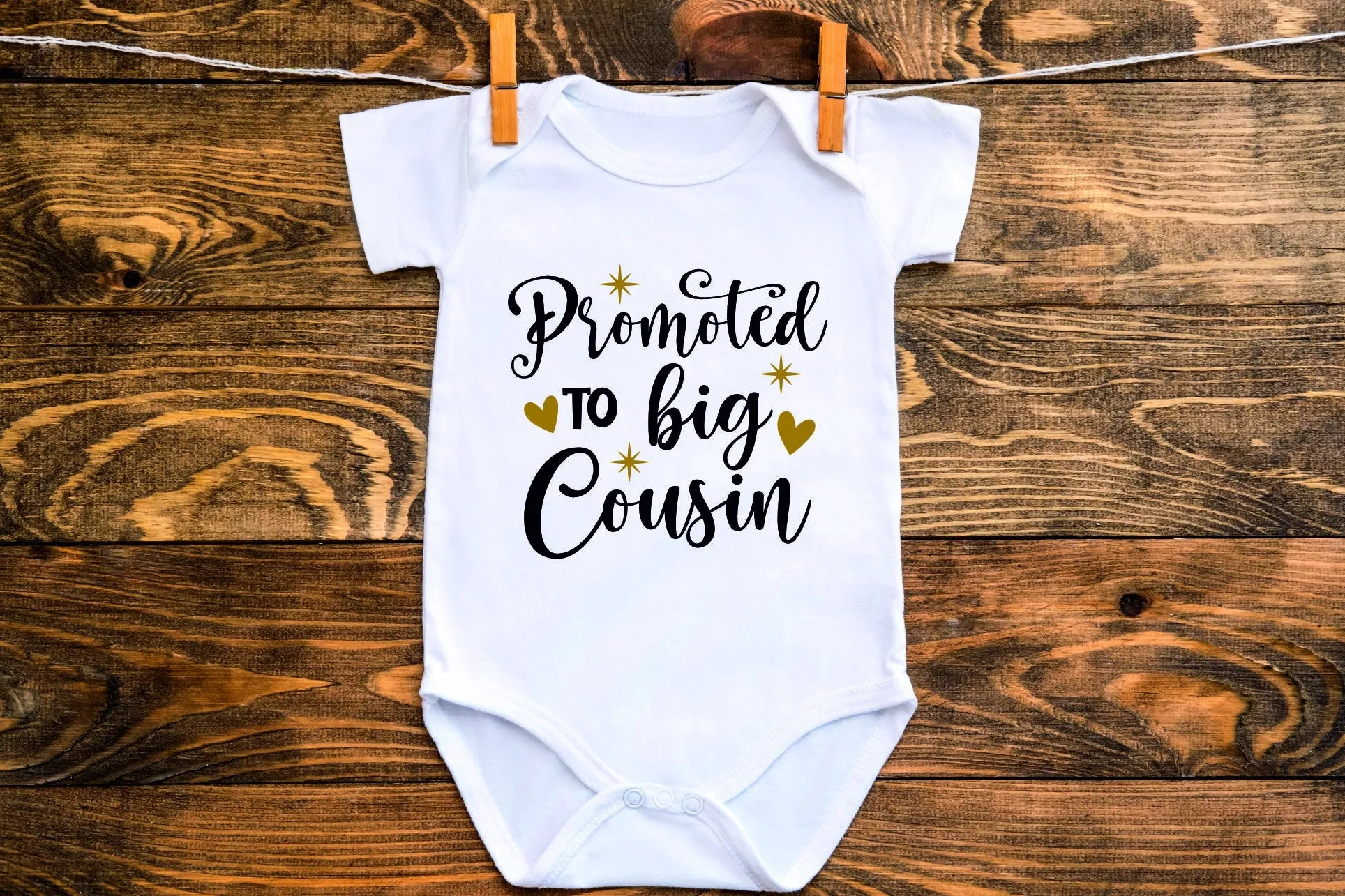 Promoted to Big Cousin Baby Vest/Rompersuit/T-shirt | New Cousin - Baby Announcement