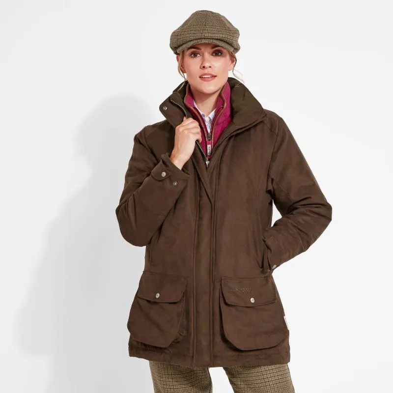 Schoffel Teal Ladies Waterproof Country Field Coat - Coffee Bean