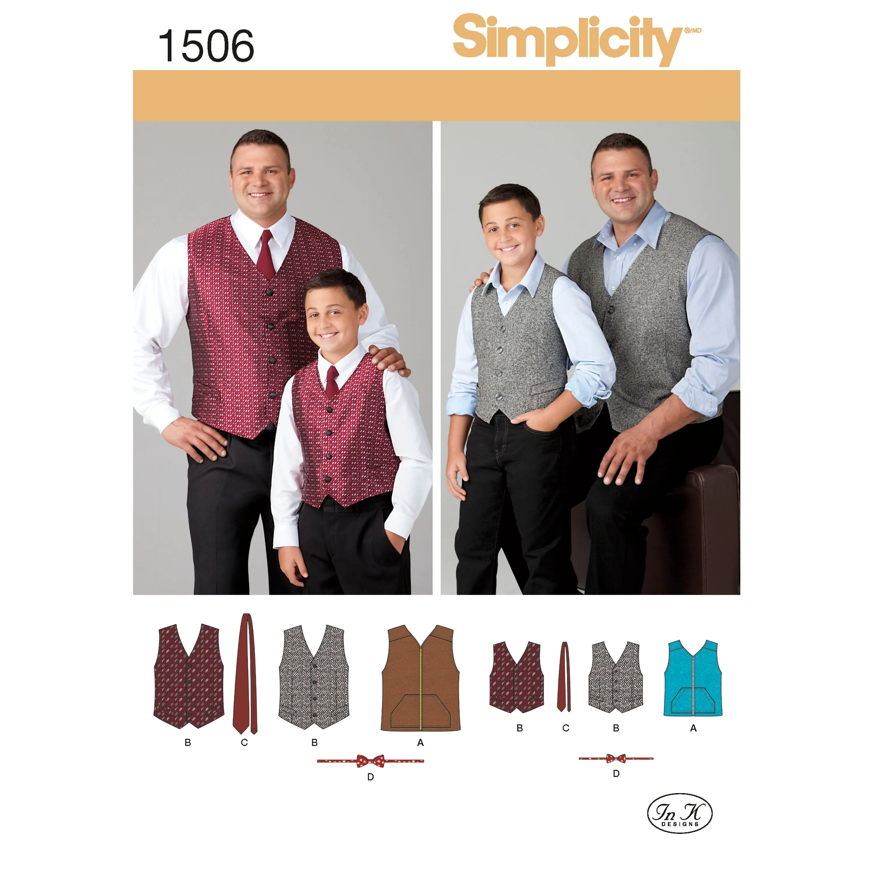 Simplicity Pattern 1506 Husky Boys' and Big and Tall Men's Vests