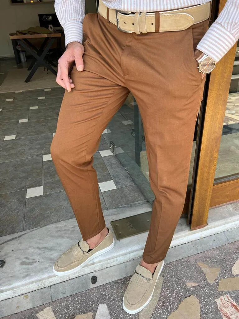 Slim Fit Camel Pants