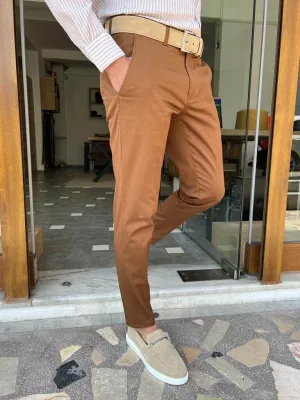 Slim Fit Camel Pants