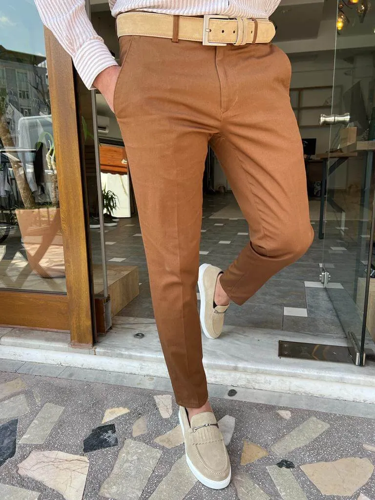 Slim Fit Camel Pants