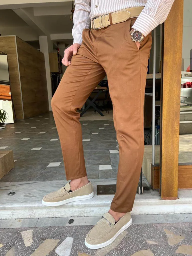 Slim Fit Camel Pants