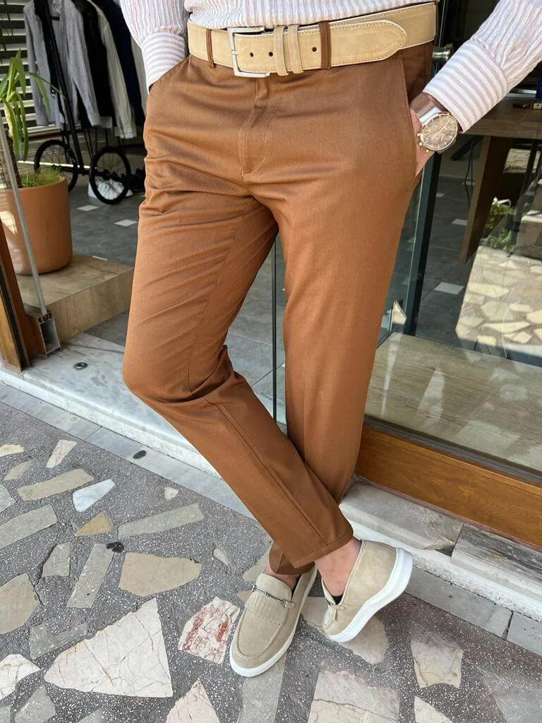 Slim Fit Camel Pants