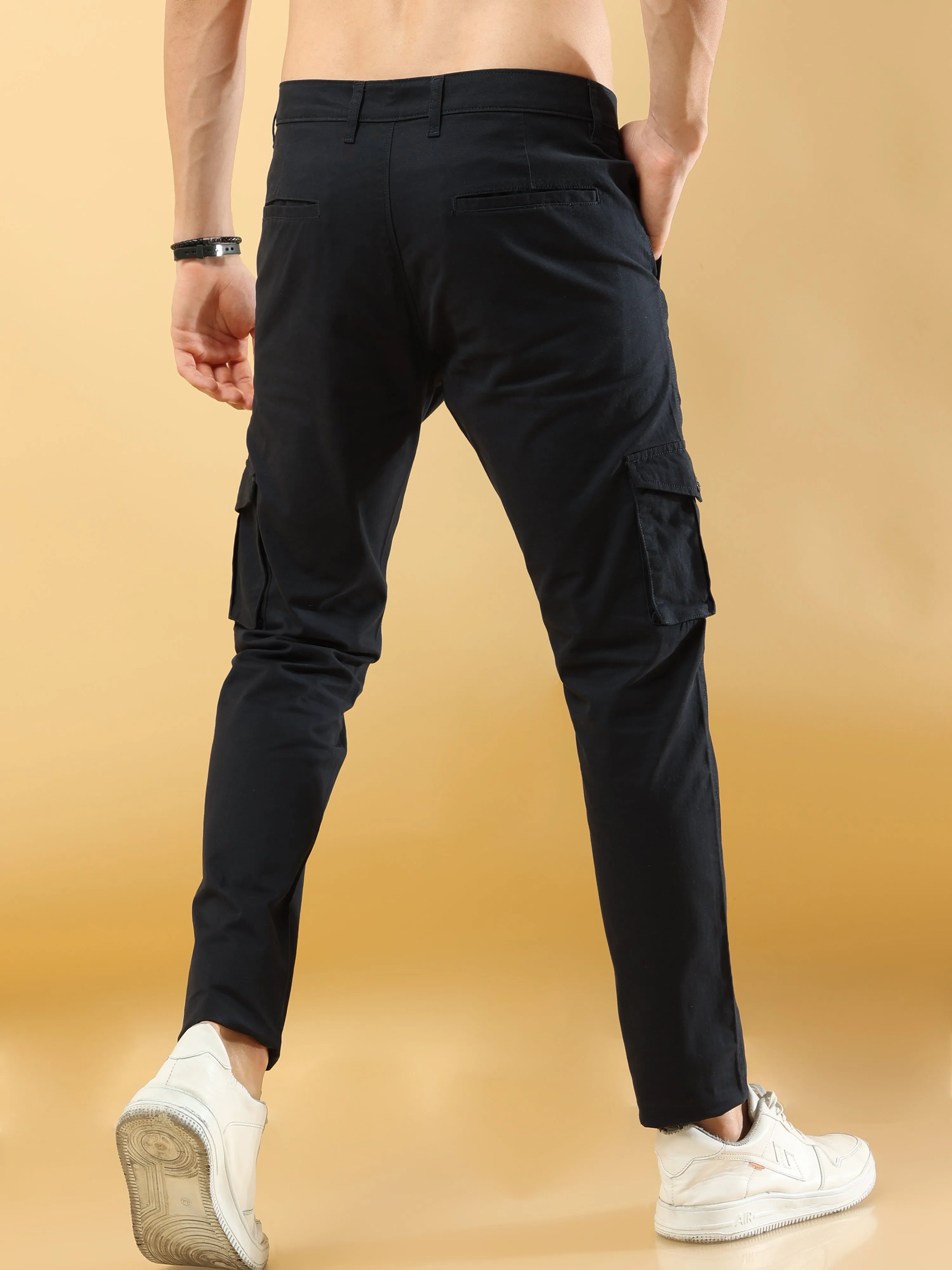 Slim Fit Navy Blue Cargo Trouser