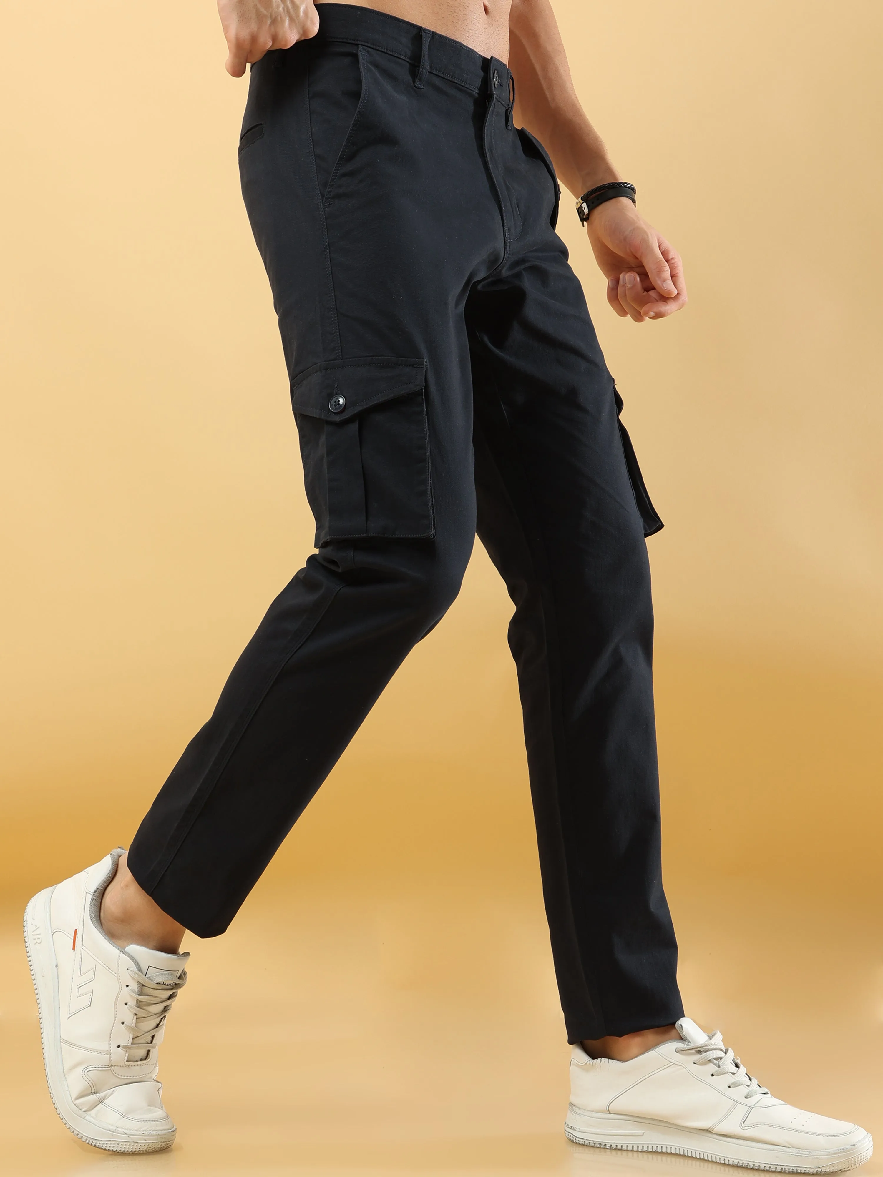 Slim Fit Navy Blue Cargo Trouser