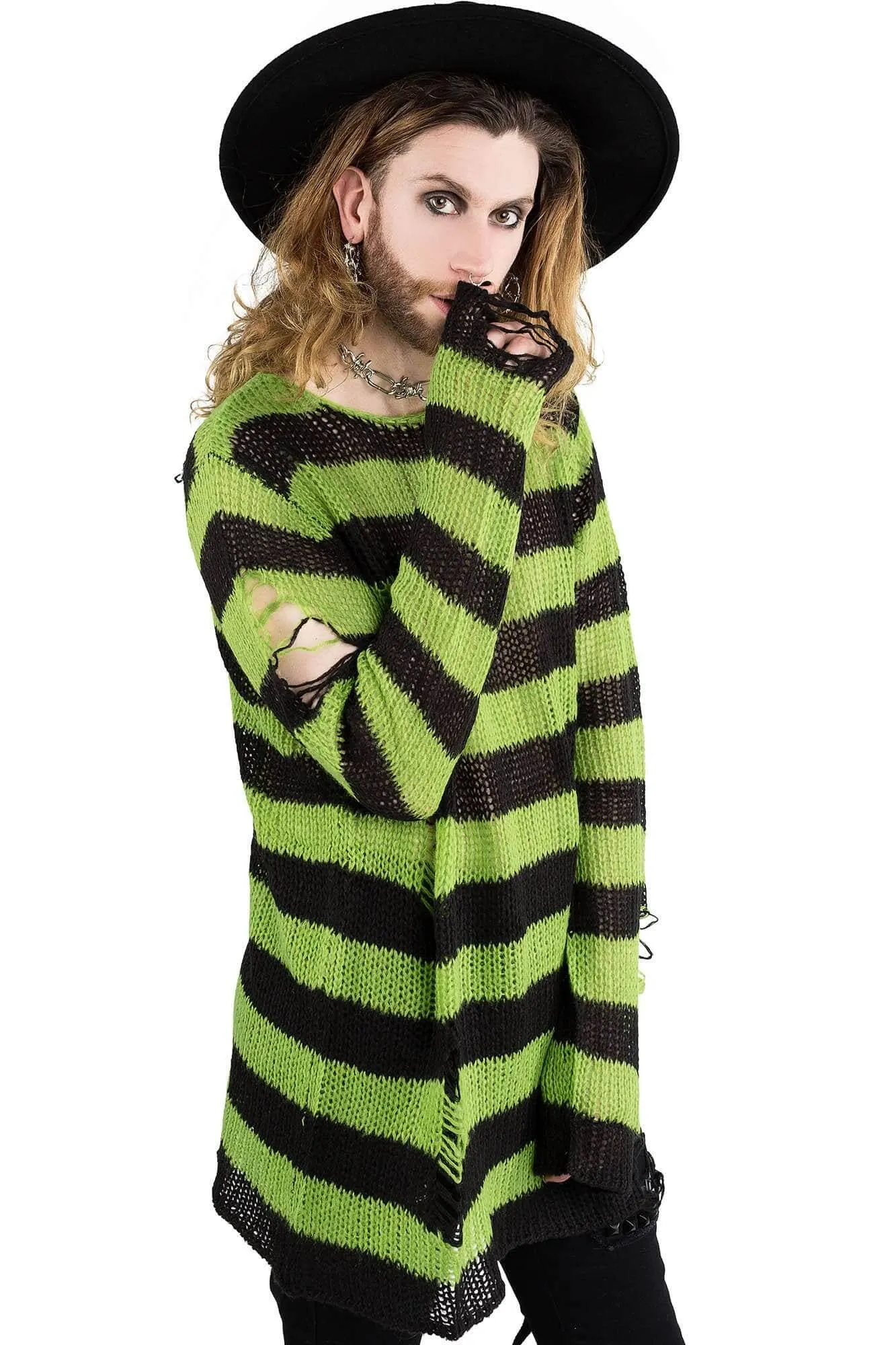 Slimer Distress Knit Sweater