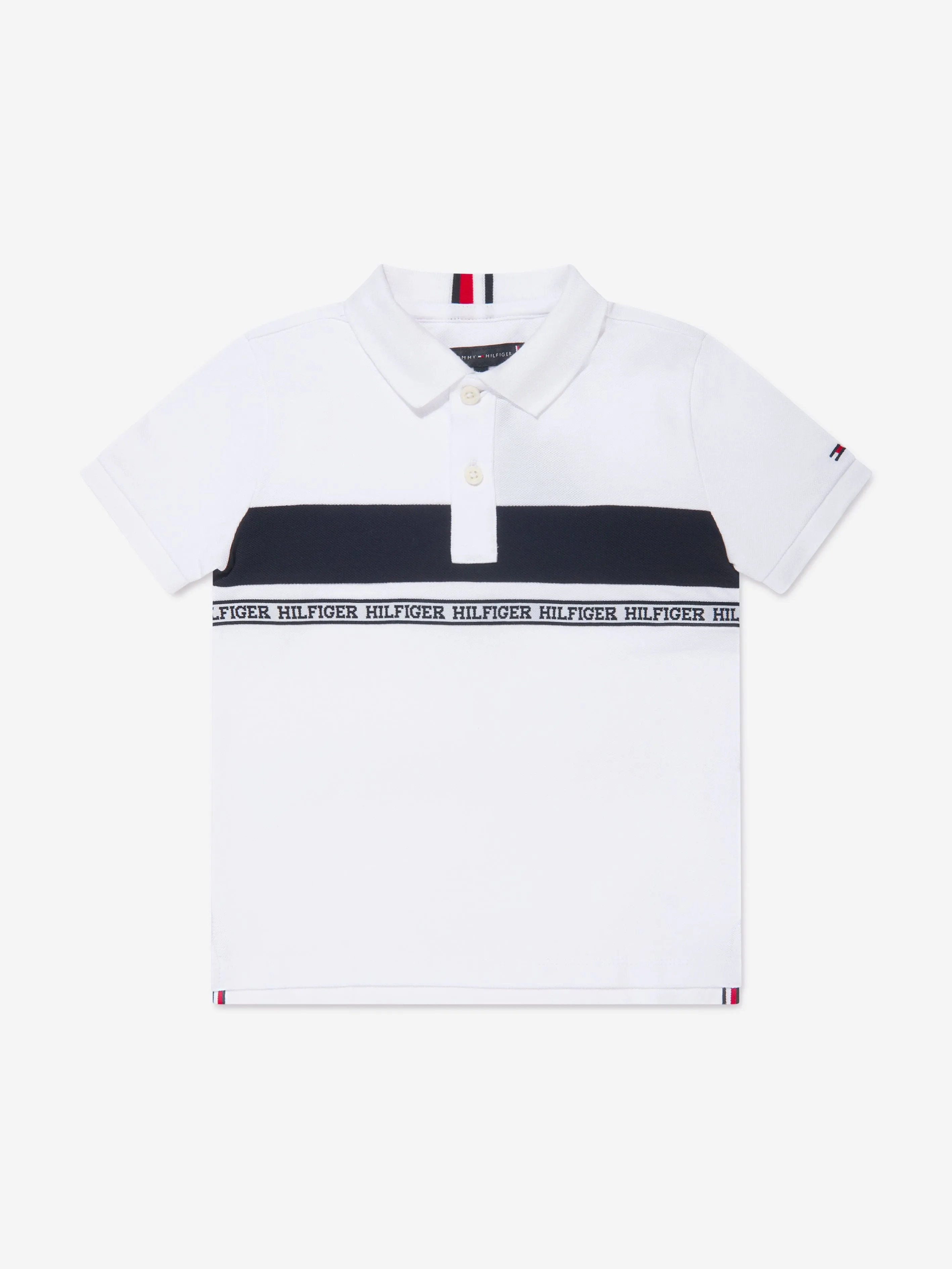 Tommy Hilfiger Boys Tape Polo Shirt in White