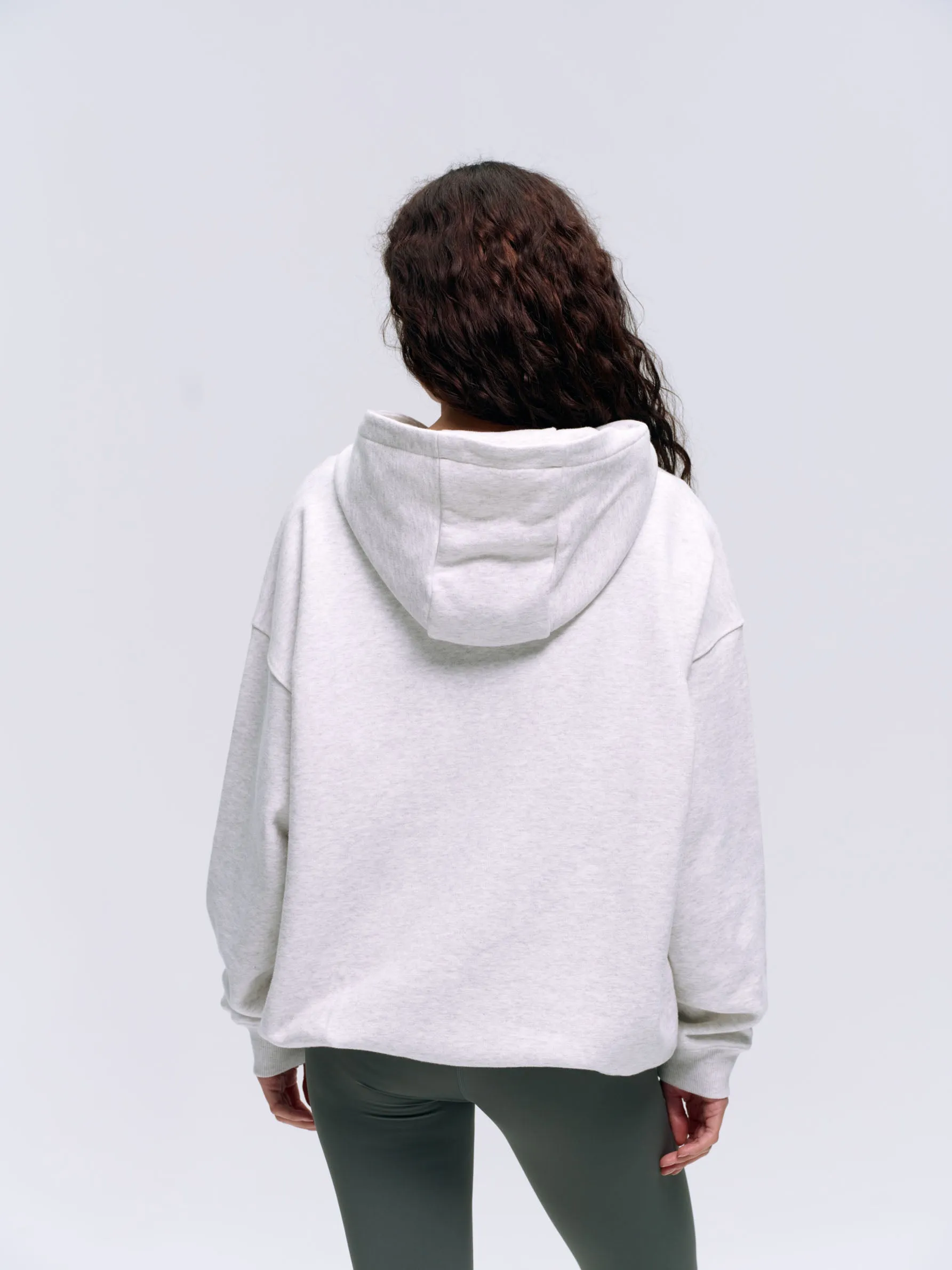 Varsity Oversized Hoodie - Light Grey Melange/Sea Green