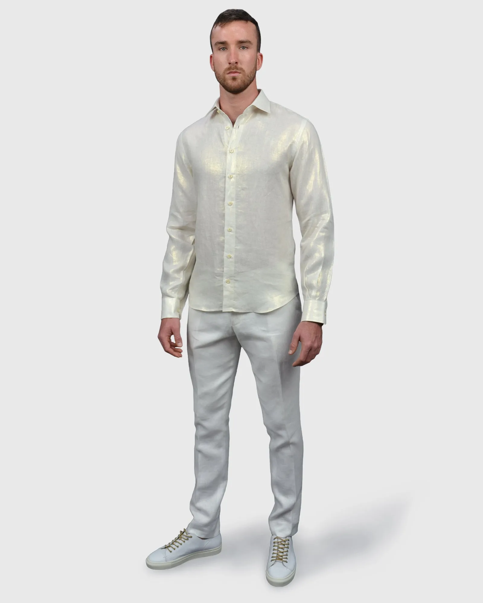 VINCENT & FRANKS S197641 SLIM WHITE LINEN TROUSER