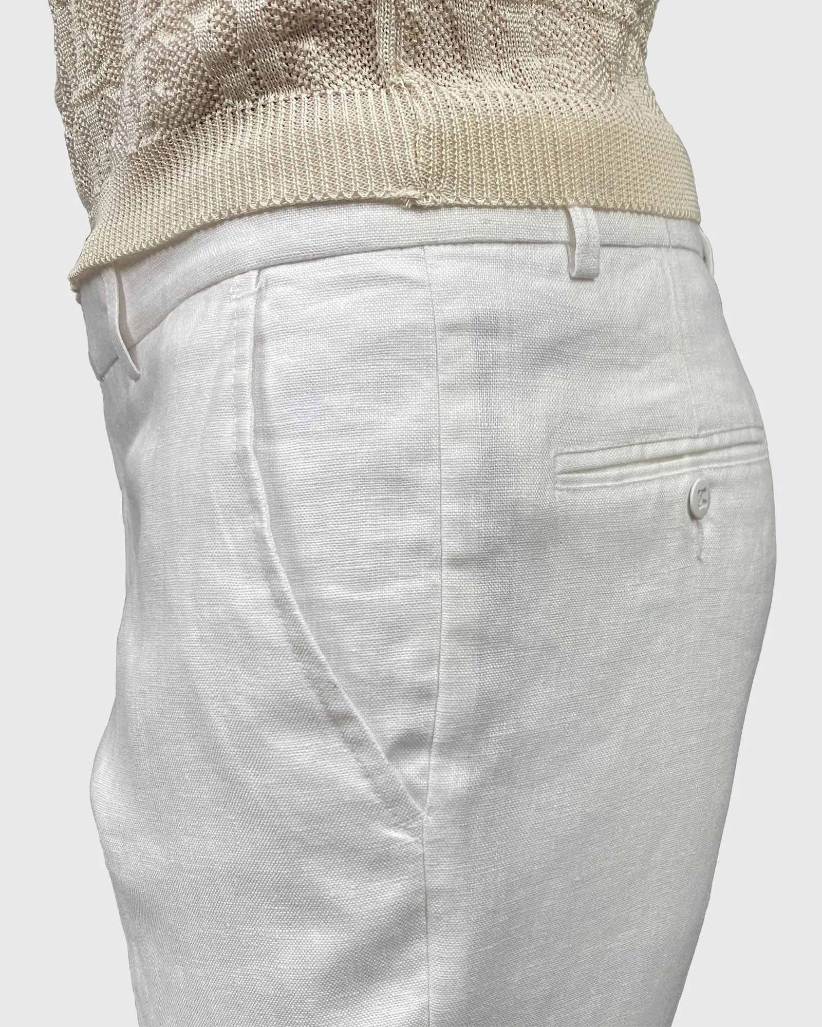 VINCENT & FRANKS S197641 SLIM WHITE LINEN TROUSER