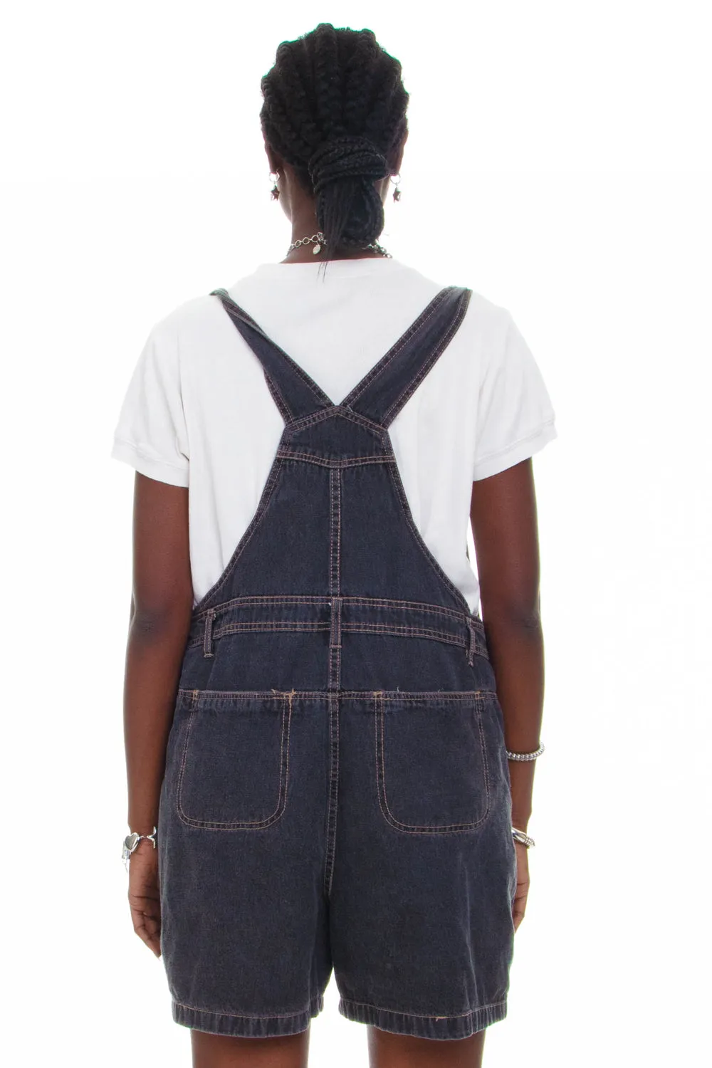 Vintage 90's Flower Charcoal Denim Overalls - OSFM