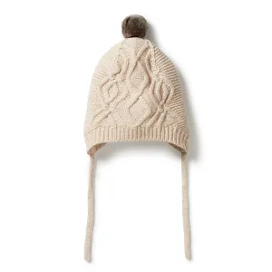 Wilson   Frenchy Knitted Cable Bonnet Oatmeal Melange