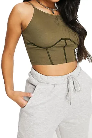 Women Corset Detail Crop Top - UK 10